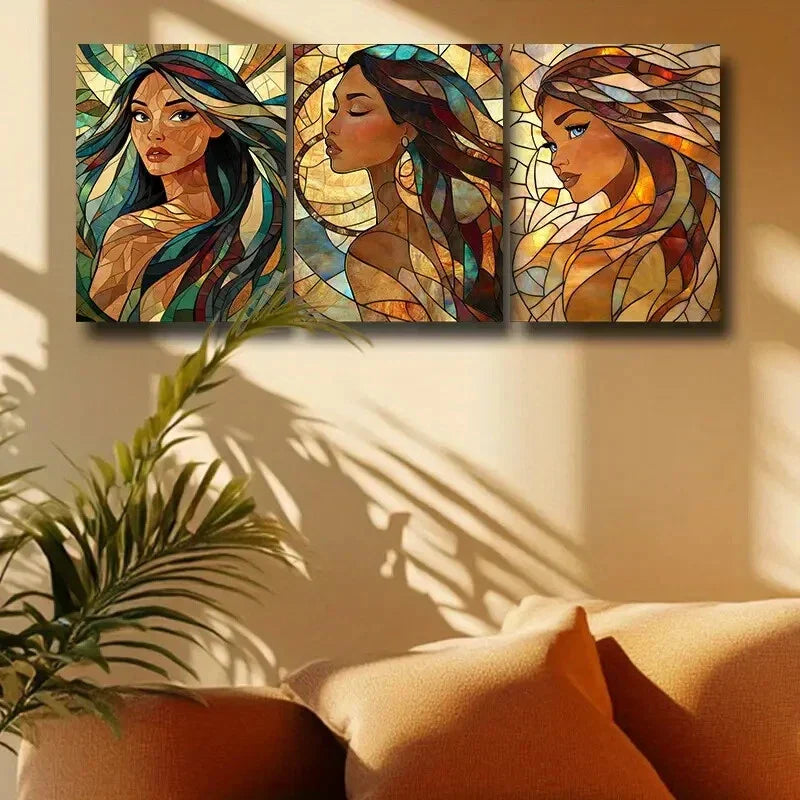3pcs Luxurious Princess Design Metal Print Ready to Hang Art