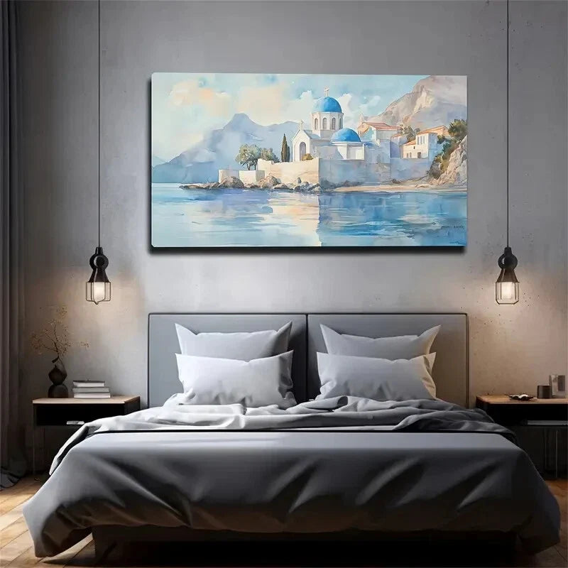 The Beautiful Building Sea Wall Wall Art Canvas Office Home Room Framed 120x60cm