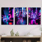 3pcs Dreamy neon city at night, robot girl  Metal Print Ready to Hang Art