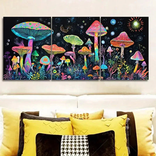 3pcs  Luxurious Mushroom Garden Wall Art Set Canvas Framed 40x60cm - High Quality Print 100% Australian Made Wall Canvas Ready to Hang