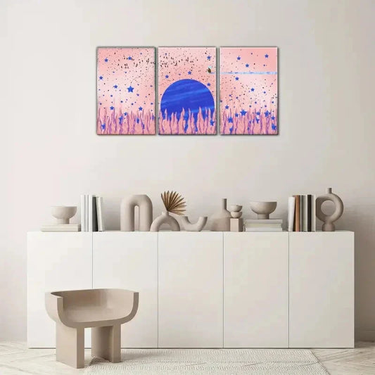 3pcs The star fisherman, the golden stars Metal Print Ready to Hang Art
