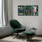3pcs Parrot Decorative Poster Colorful Plants Metal Print Ready to Hang Art