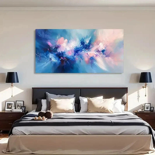 Vibrant Blue Purple & Pink Wall Art Canvas Office Home Room Framed 120x60cm