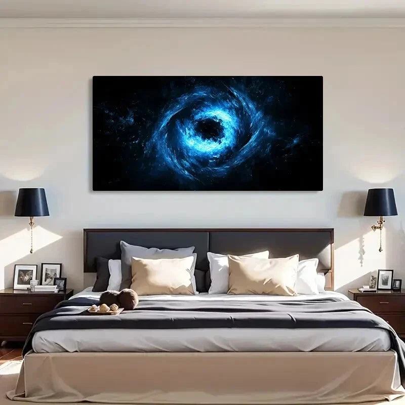 Blue Tones Swirling Motion Wall Art Canvas Office Home Room Framed 120x60cm