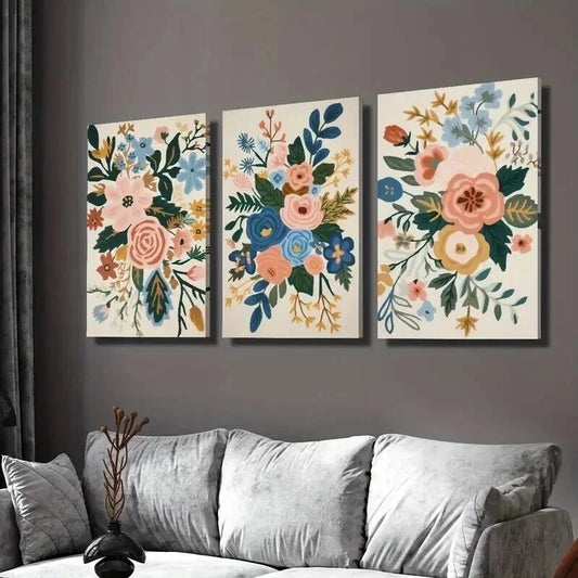 3pcs Nordic Style Flowers and Plants Wall Art Set Canvas Framed 40x60cm - High Quality Print 100% Australian Made Wall Canvas Ready to Hang
