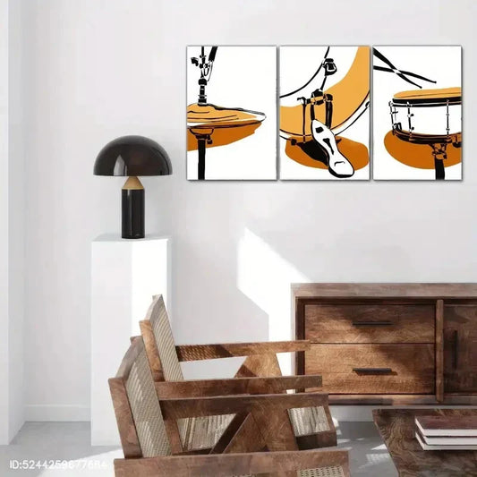 3pcs Artistic Showcase Abstract Drum Artwork Metal Print Ready to Hang Art