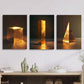 3pcs Luxurious golden cube triangle Metal Print Ready to Hang Art