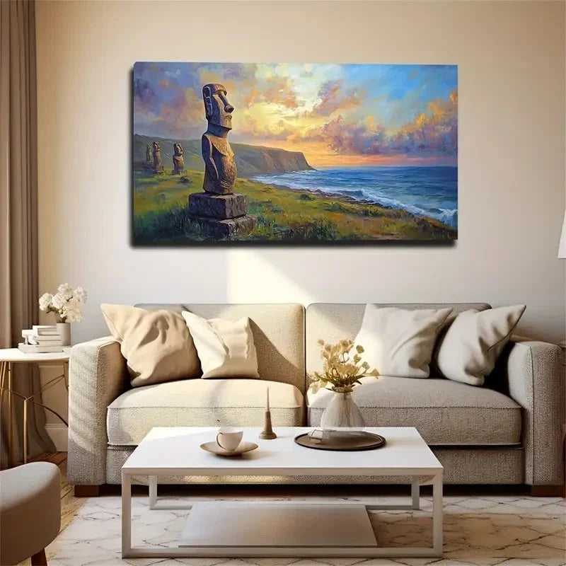 Giant Of Easter Island Wall Art Canvas Office Home Room Framed 80x45cm