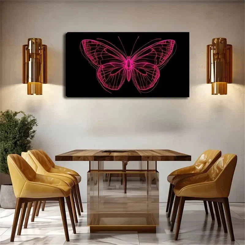 Butterfly On Black Background Wall Art Canvas Office Home Room Framed 120x60cm