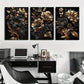 3pcs Black and Golden Floral Metal Print Ready to Hang Art