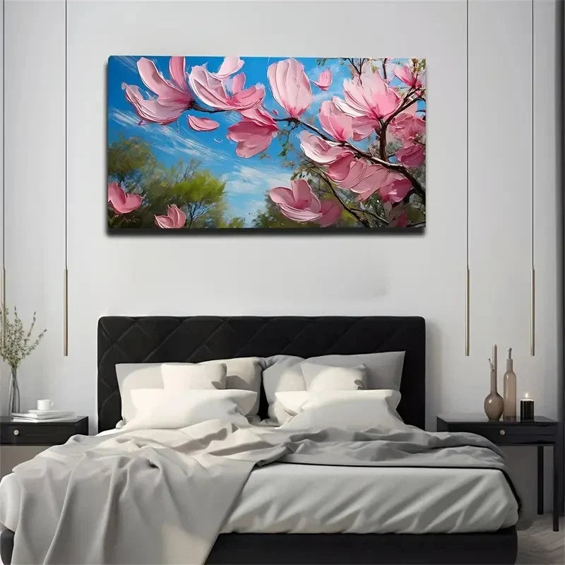 Petals Falling With The Wind Wall Art Canvas Office Home Room Framed 80x45cm