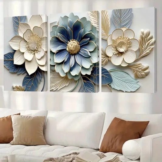 3pcs Modern Floral Painting Canvas Framed 40x60cm - High Quality Print 100% Australian Made Wall Canvas Ready to Hang