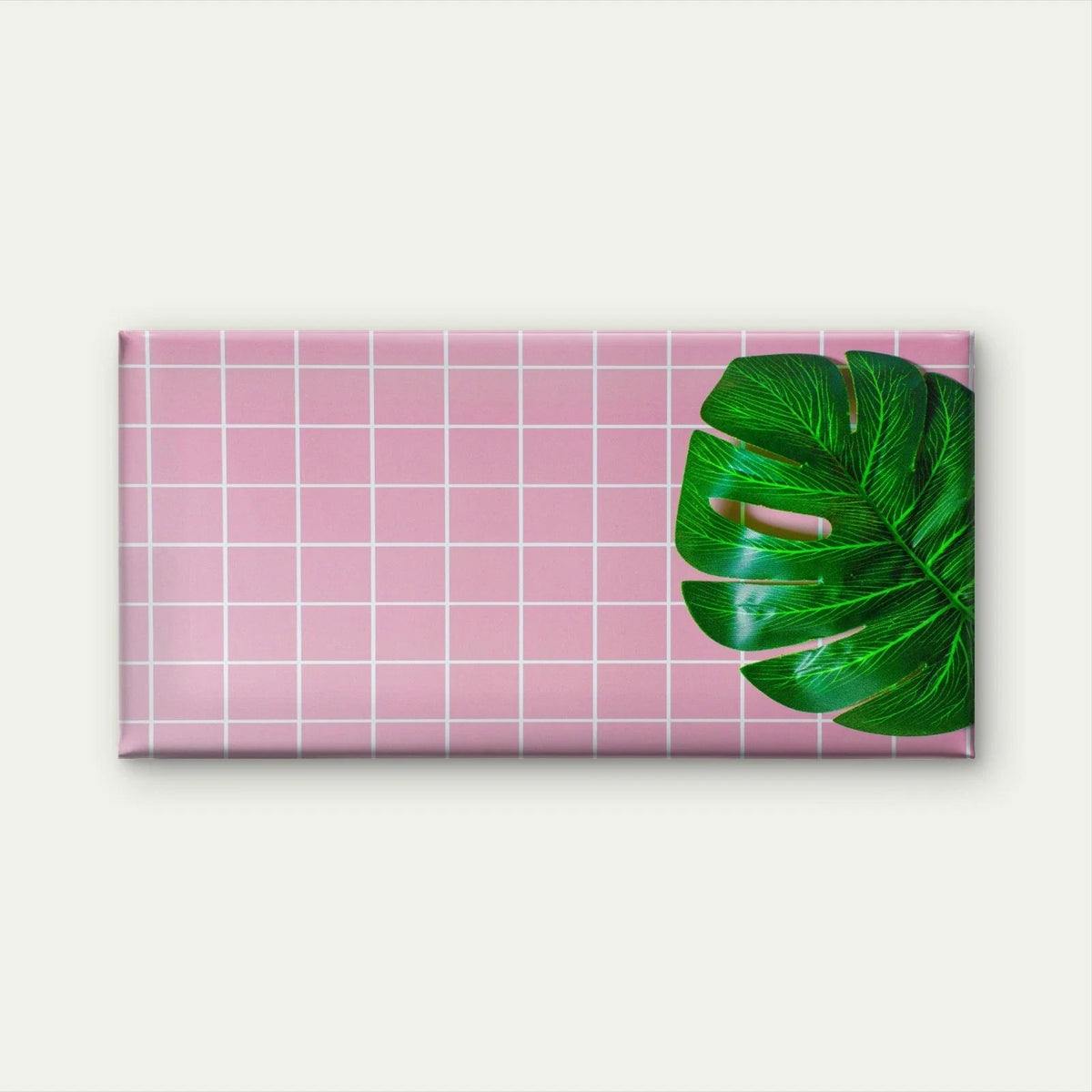 Close Up Green Leaf Tiled Floor Wall Art Canvas Office Home Room Framed 80x45cm