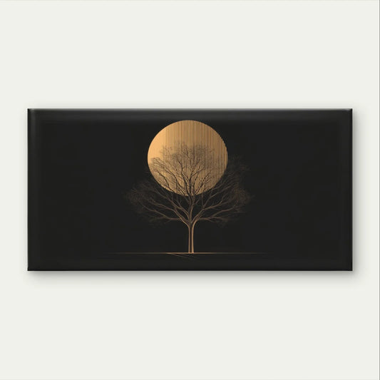 Golden Tree Silhouette Abstract Sun Wall Art Canvas Office Home Framed 80x45cm