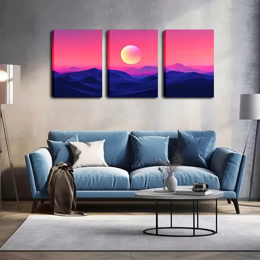 3pcs Attractive Decorations, Bright Moon Wall Art Set Canvas Framed 40x60cm - High Quality Print 100% Australian Made Wall Canvas Ready to Hang