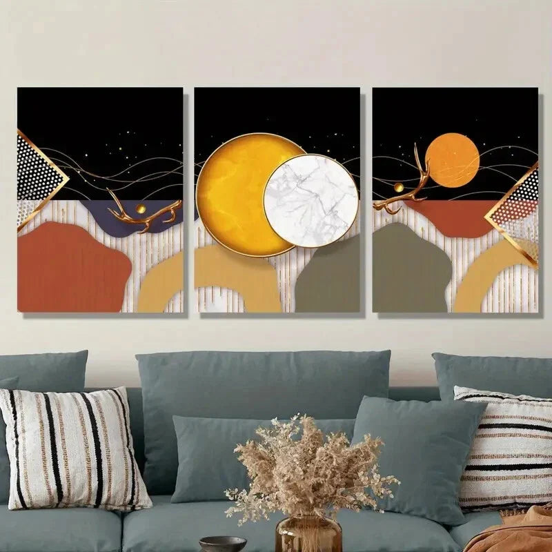 3pcs Featuring Elegant Crystal Porcelain Showcase Metal Print Ready to Hang Art