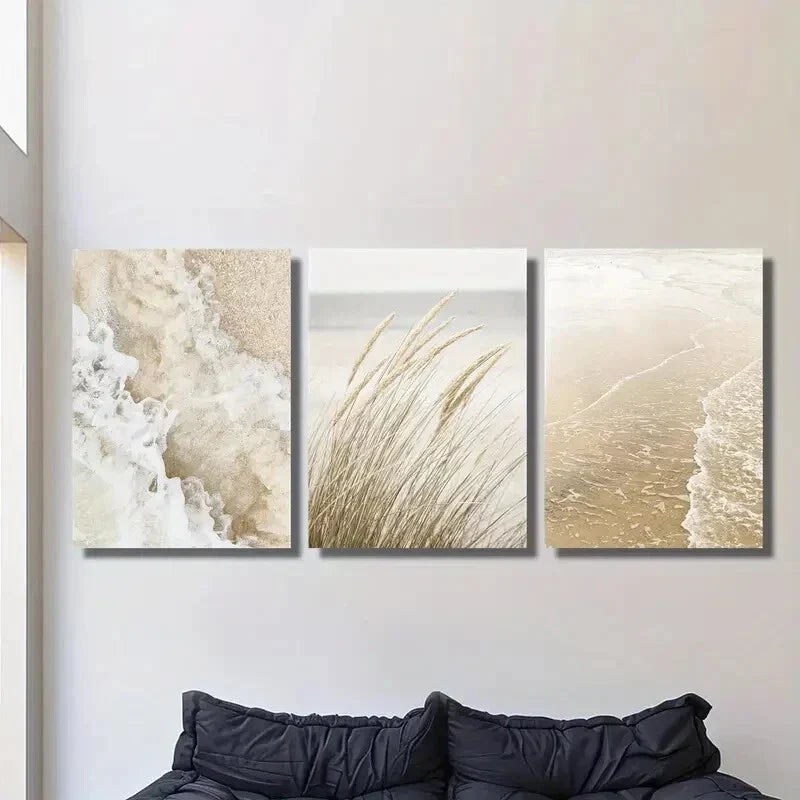 3pcs Beach coast art, seaside plant Metal Print Ready to Hang Art