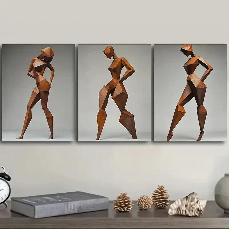 3pcs Rusty metal girl Dark Background Wall Art Set Canvas Framed 40x60cm - High Quality Print 100% Australian Made Wall Canvas Ready to Hang
