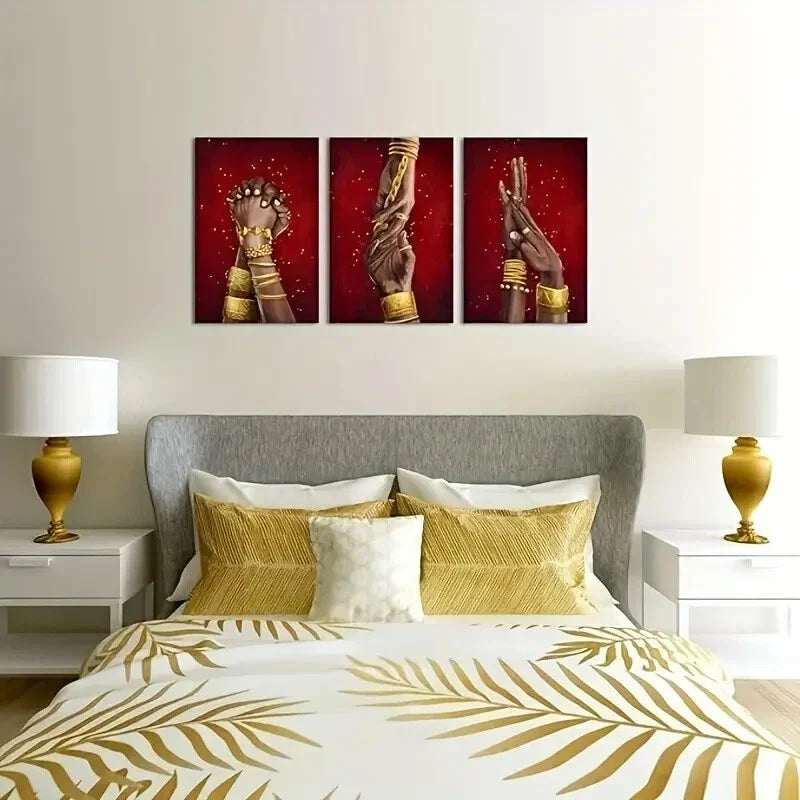 3pcs Man Hand in Hand Love Metal Print Ready to Hang Art