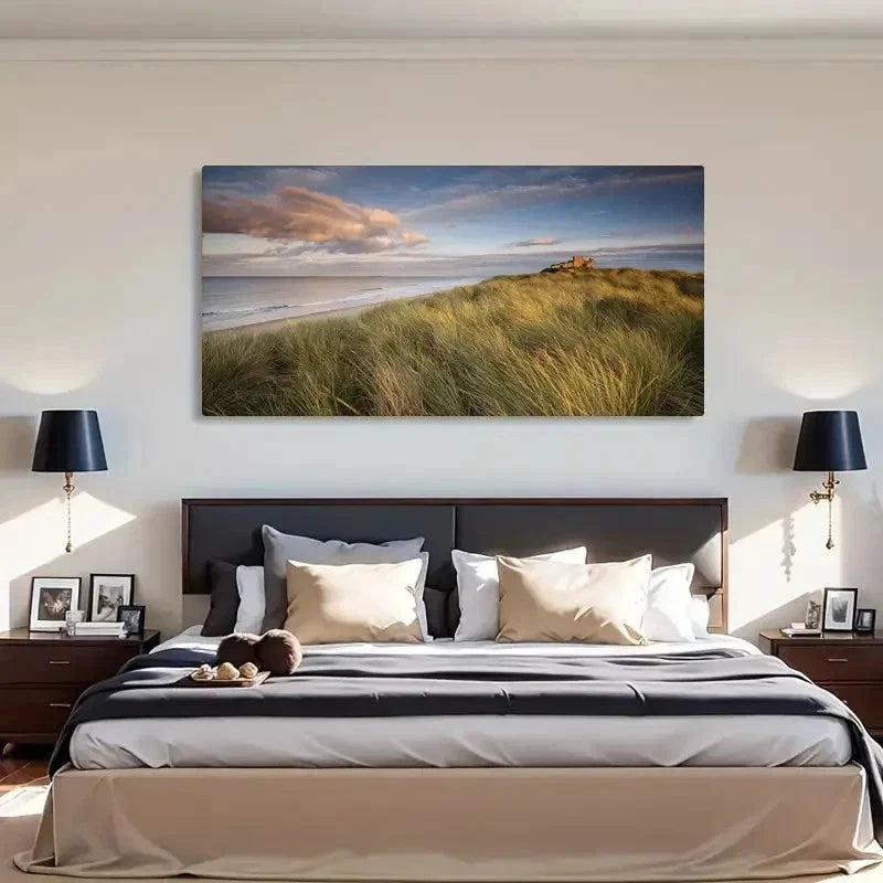 Bamburgh Castle Northumberland Wall Art Canvas Office Home Room Framed 120x60cm