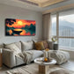 Realistic Sunset Landscape Boat Wall Art Canvas Office Home Room Framed 120x60cm