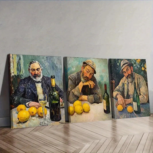 3pcs  Drunk man Trio With Lime Wall Art Set Canvas Framed 40x60cm - High Quality Print 100% Australian Made Wall Canvas Ready to Hang