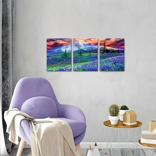 3pcs Rustic Modern Mount Rainier Metal Print Ready to Hang Art