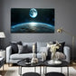 Dual Planets Close Together Wall Art Canvas Office Home Room Framed 120x60cm