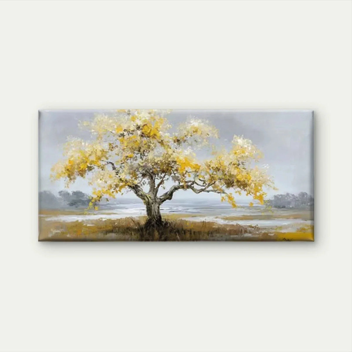 Yellow Leaves Landscape Wall Art Canvas Office Home Room Framed 80x45cm