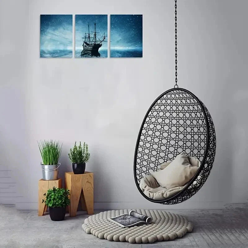 3pcs  Ship Art with a Starry Night Sky Metal Print Ready to Hang Art