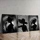 3pcs The girl under the circle Wall Art Set Canvas Framed 40x60cm - High Quality Print 100% Australian Made Wall Canvas Ready to Hang