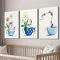 3pcs Floral And Human Painting on Cups Prints Wall Art Set Canvas Framed 40x60cm - High Quality Print 100% Australian Made Wall Canvas Ready to Hang