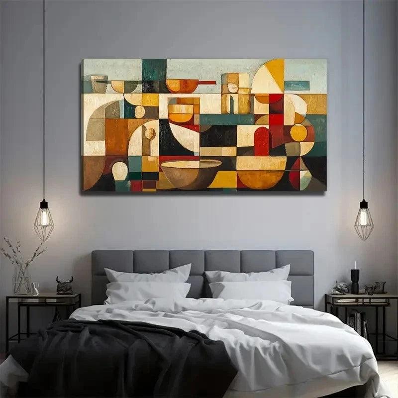 Neutral Beige Brown Black Wall Art Canvas Office Home Room Framed 80x45cm