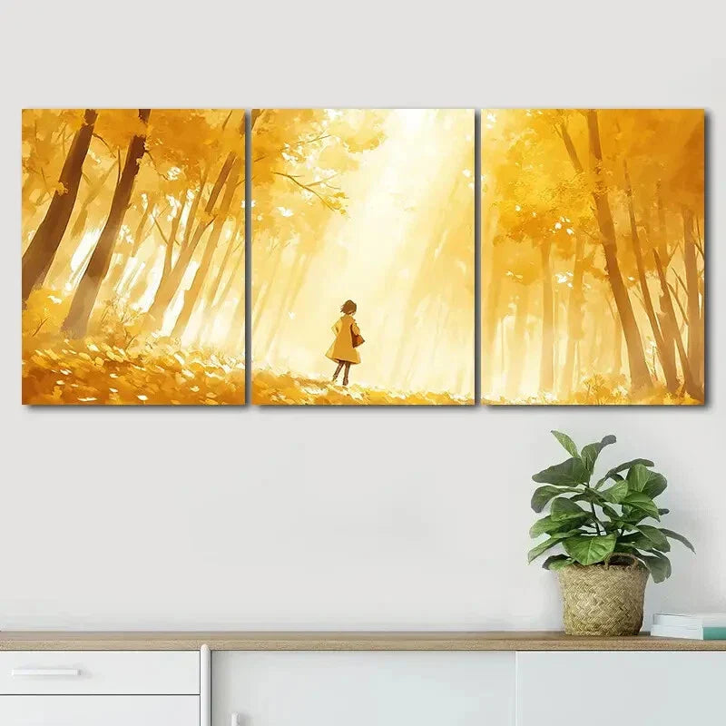 3pcs Golden Sunlit Trees & Tranquil Perfect Wall Art Set Canvas Framed 40x60cm - High Quality Print 100% Australian Made Wall Canvas Ready to Hang