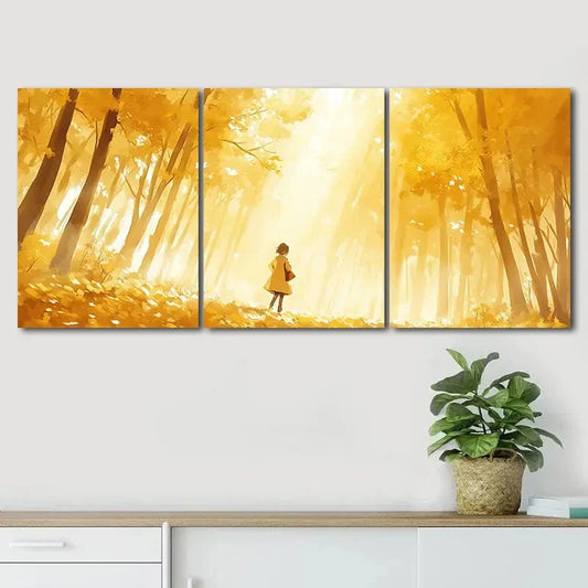 3pcs Golden Sunlit Trees & Tranquil Perfect Wall Art Set Canvas Framed 40x60cm - High Quality Print 100% Australian Made Wall Canvas Ready to Hang