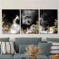 3pcs Black and gold abstract space clouds, Metal Print Ready to Hang Art