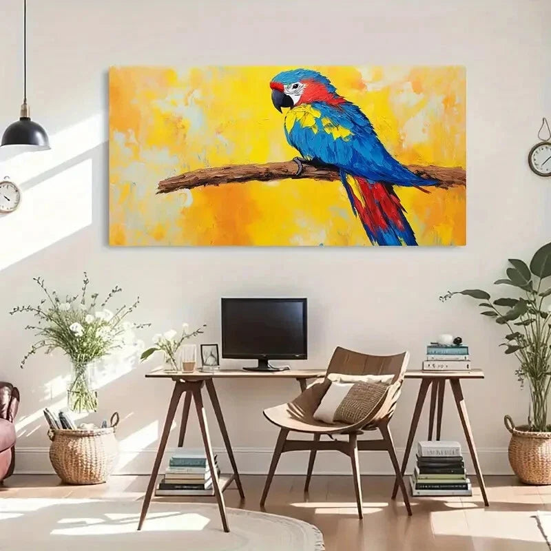 Vibrant Nature Tropical Parrot Wall Art Canvas Office Home Room Framed 120x60cm