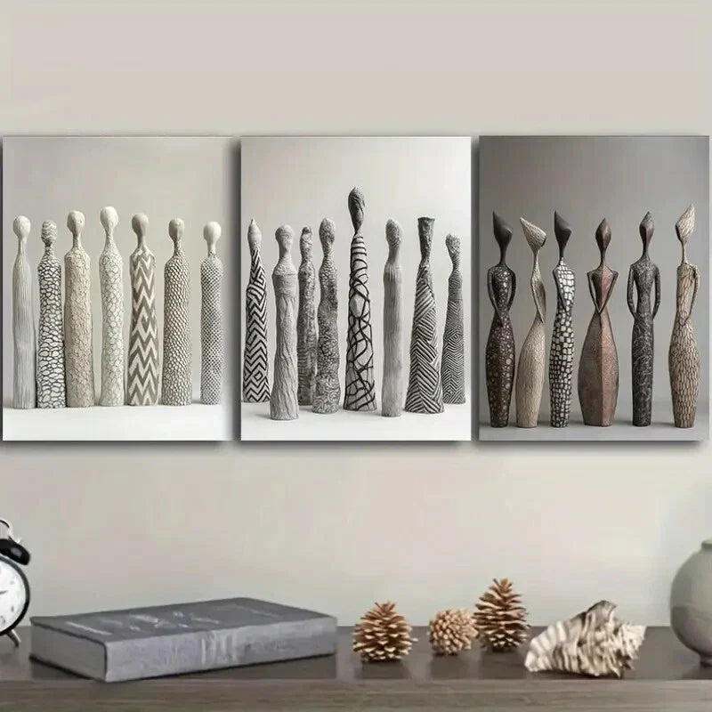 3pcs Ceramic Figurines Wall Art Set Canvas Framed 40x60cm - High Quality Print 100% Australian Made Wall Canvas Ready to Hang