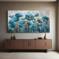 Blue Poppies Textured Abstract Wall Art Canvas Office Home Room Framed 120x60cm