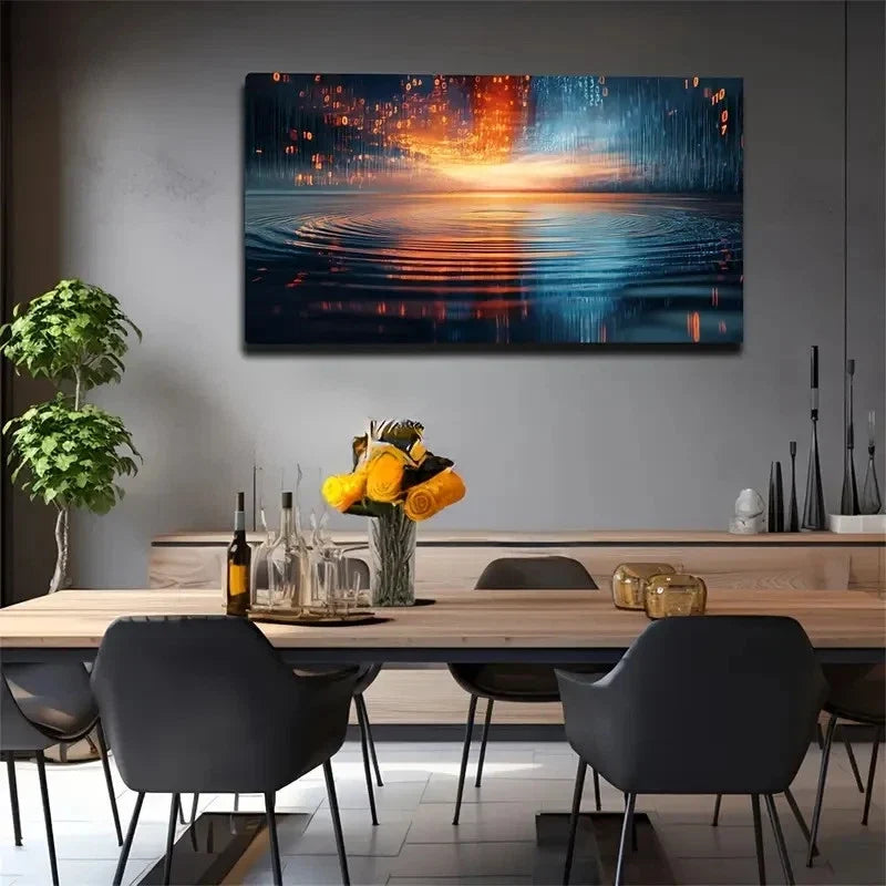Deep Dark-Toned Background Wall Art Canvas Office Home Room Framed 80x45cm