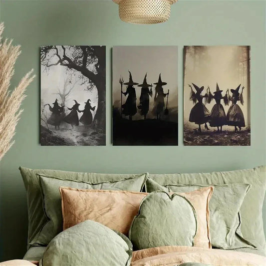 3pcs Black art Witchcraft mural Metal Print Ready to Hang Art