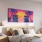 3pcs Raccoons in Fashion Glasses Beach Sunset Wall Art Set Canvas Framed 40x60cm - High Quality Print 100% Australian Made Wall Canvas Ready to Hang