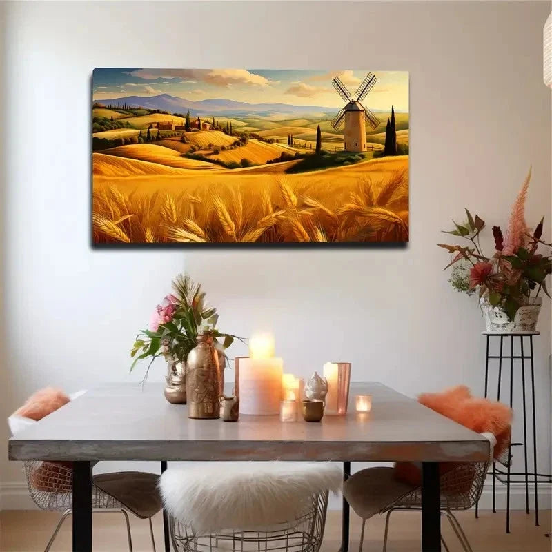 Endless Wheat Fields Wall Art Canvas Office Home Room Framed 80x45cm