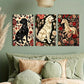 3pcs Artistic Dog in Year of the Year Metal Print Ready to Hang Art