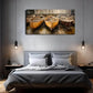 Wooden Boats Docked at Pier Wall Art Canvas Office Home Room Framed 80x45cm