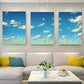 3pcs A Bright Blue Sky with White Metal Print Ready to Hang Art