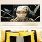 3pcs Abstract Cartoon Woman Stunning Green Eyes Metal Print Ready to Hang Art