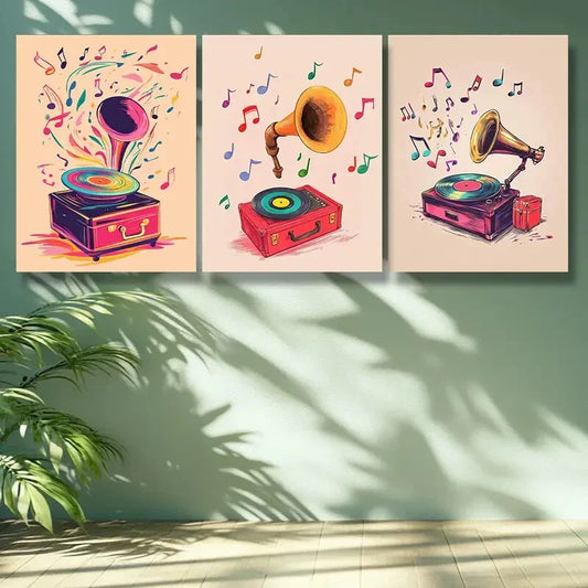 3pcs  Note, record Art Painting  Metal Print Ready to Hang Art