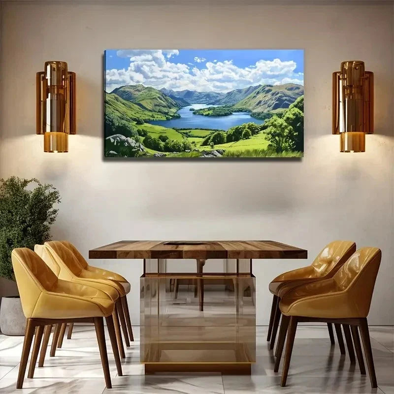 Spectacular Mountains River Wall Art Canvas Office Home Room Framed 80x45cm