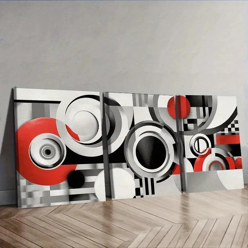 3pcs Classic Modern Spiral Gray Wall Art Set Canvas Framed 40x60cm - High Quality Print 100% Australian Made Wall Canvas Ready to Hang